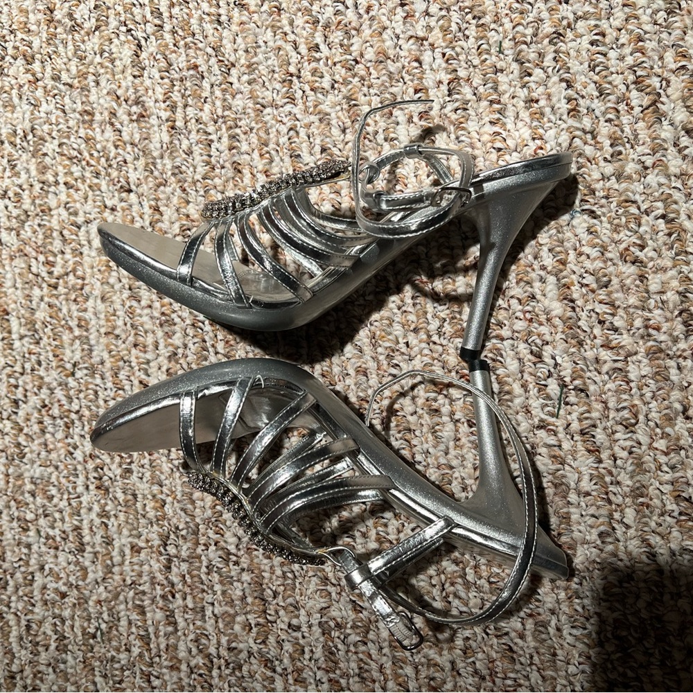 Silver Rhinestone Sandals - Picture 4 of 6